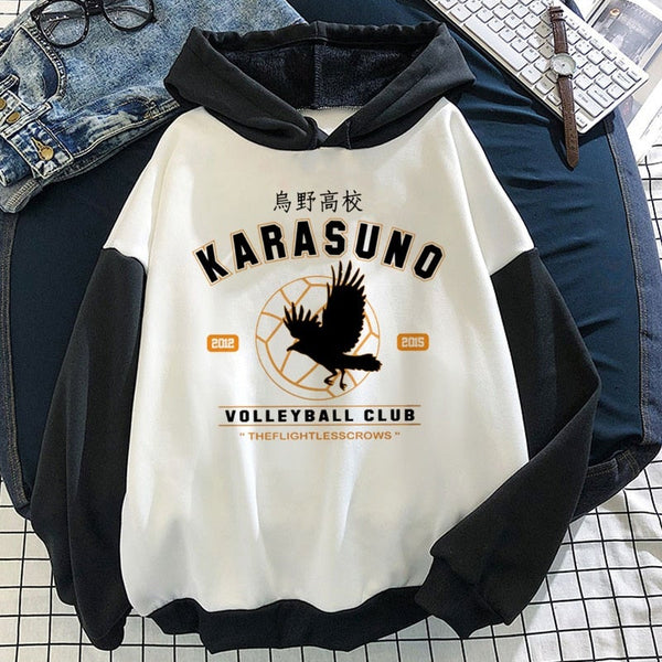 Karasuno Volleyball Club Color Block Fleece Pullover Hoodie